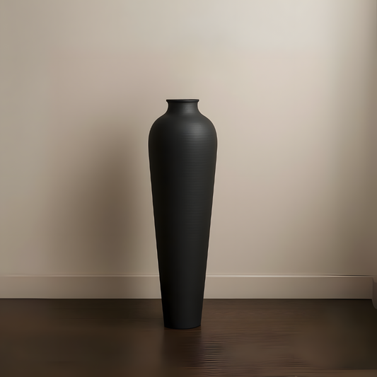 Matt Black Medium Hammered Vase With Lid