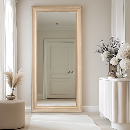 Washed Wood Large Framed Mirror