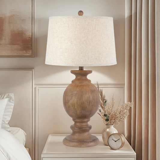 Clarion Table Lamp With Edged Linen Shade