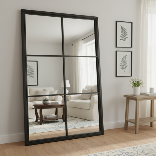 Black Wood XL Window Mirror