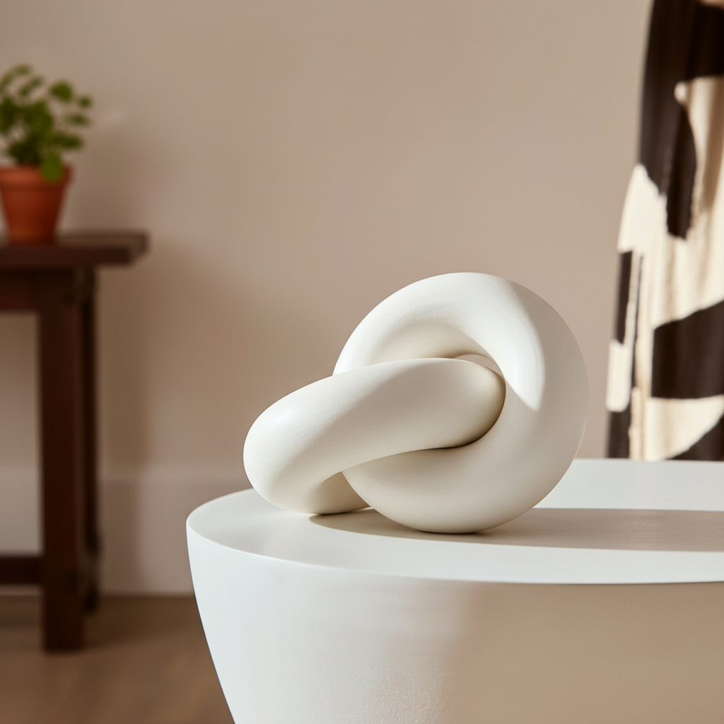 Cato White Wood Knot Decor