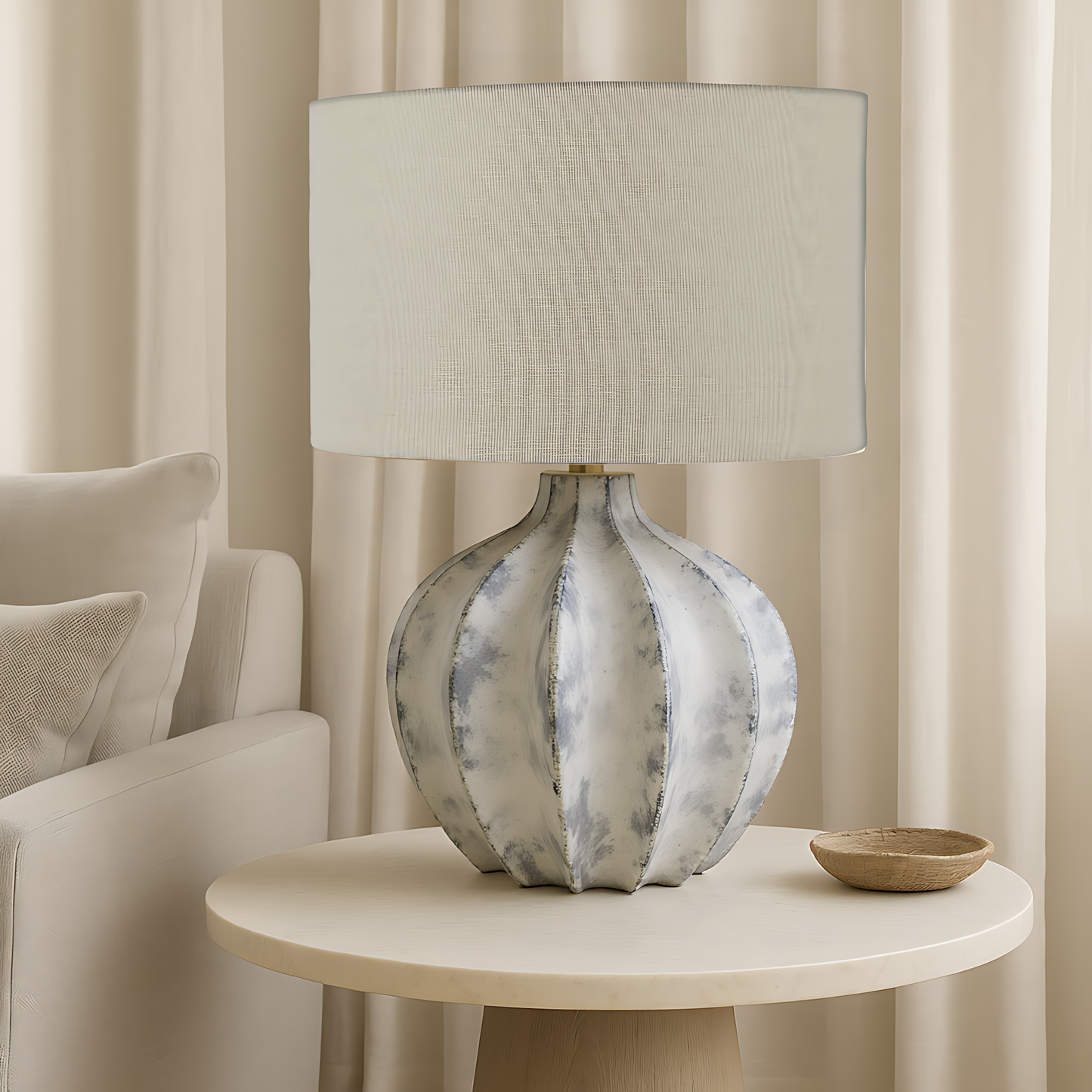 Darcy Antique White Flute Lamp