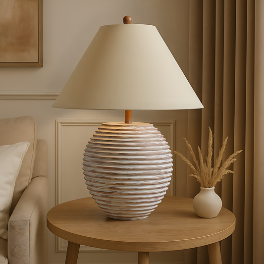 Saturn Table Lamp With Linen Shade