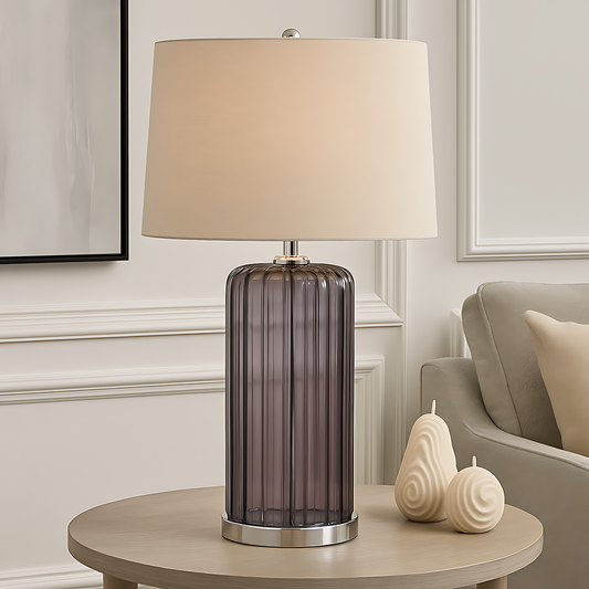 Alberta Metallic Glass Lamp With Velvet Shade