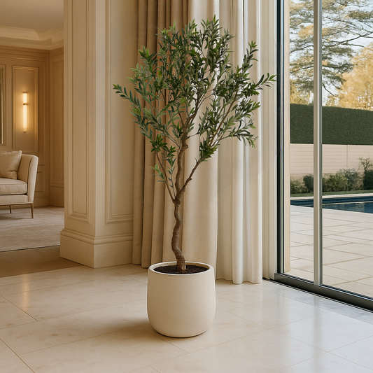 Apulia Olive Tree In White Pot 200Cm