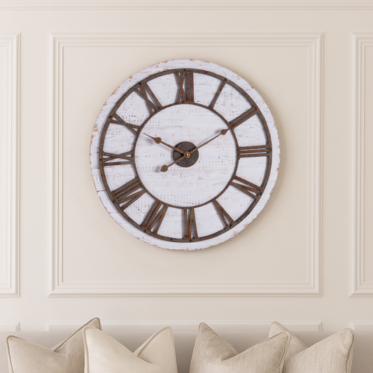 Rustic Wooden Clock With Aged Numerals And Hands