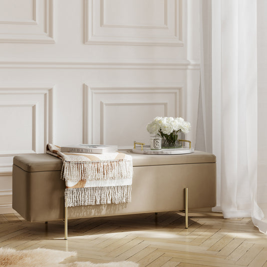 Lola Beige Storage Ottoman