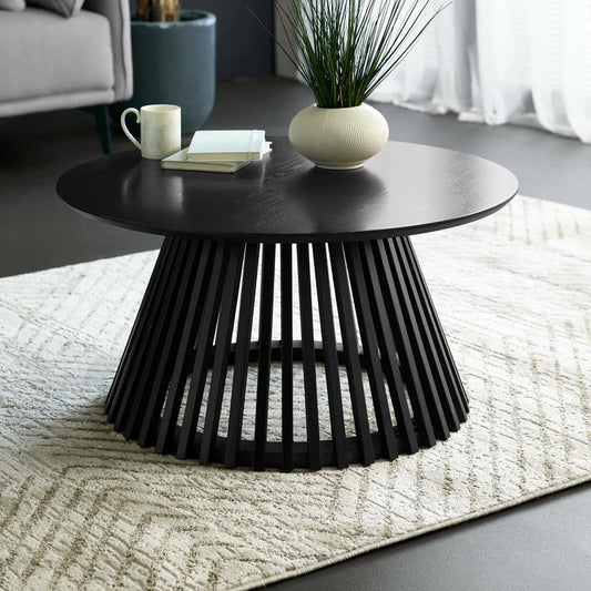 Ollie Round Black Coffee Table