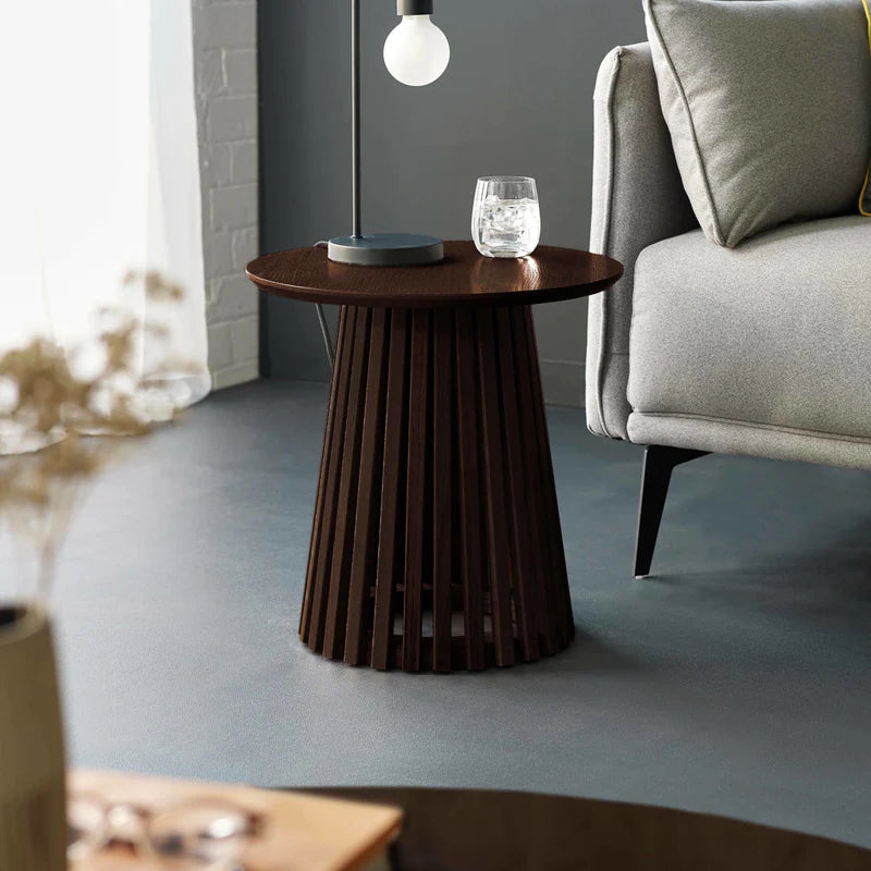 Ollie Round Dark Brown Lamp Table