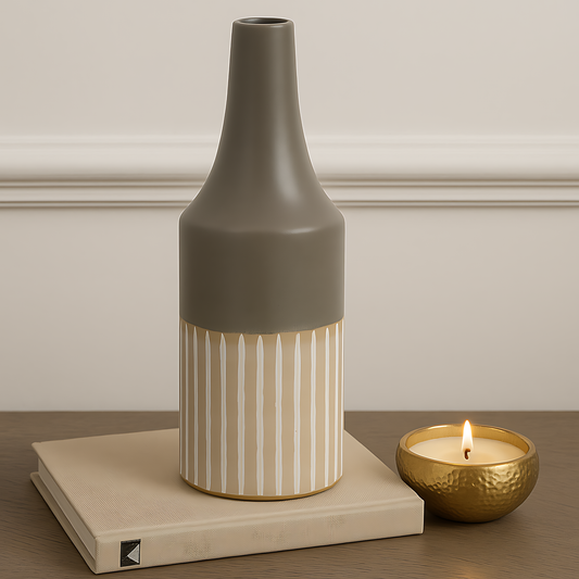 Mason Collection Grey Ceramic Convex Vase