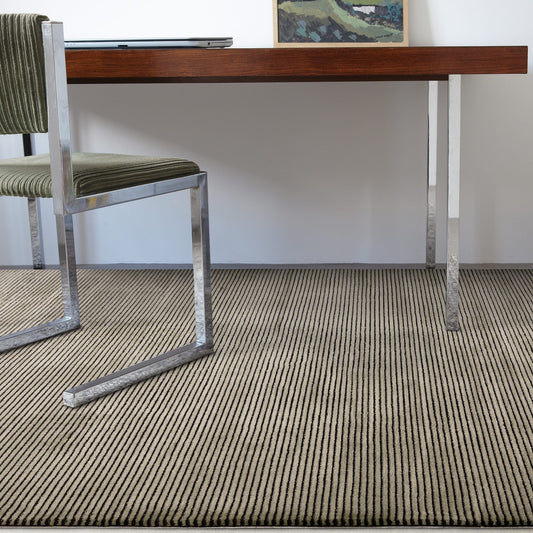 Kuza Plain Stripe Khaki Rug